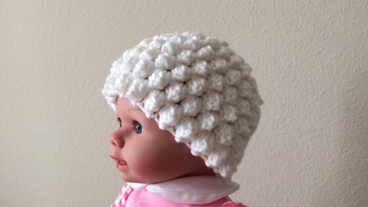 How To Crochet A Popcorn Stitch Hat For A Baby, Lilu's Handmade Corner Video # 125