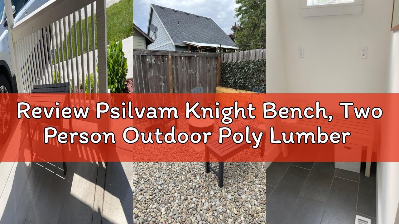 Review Psilvam Knight Bench, Two Person Outdoor Poly Lumber Patio Backless Bench, Weatherproof Garde