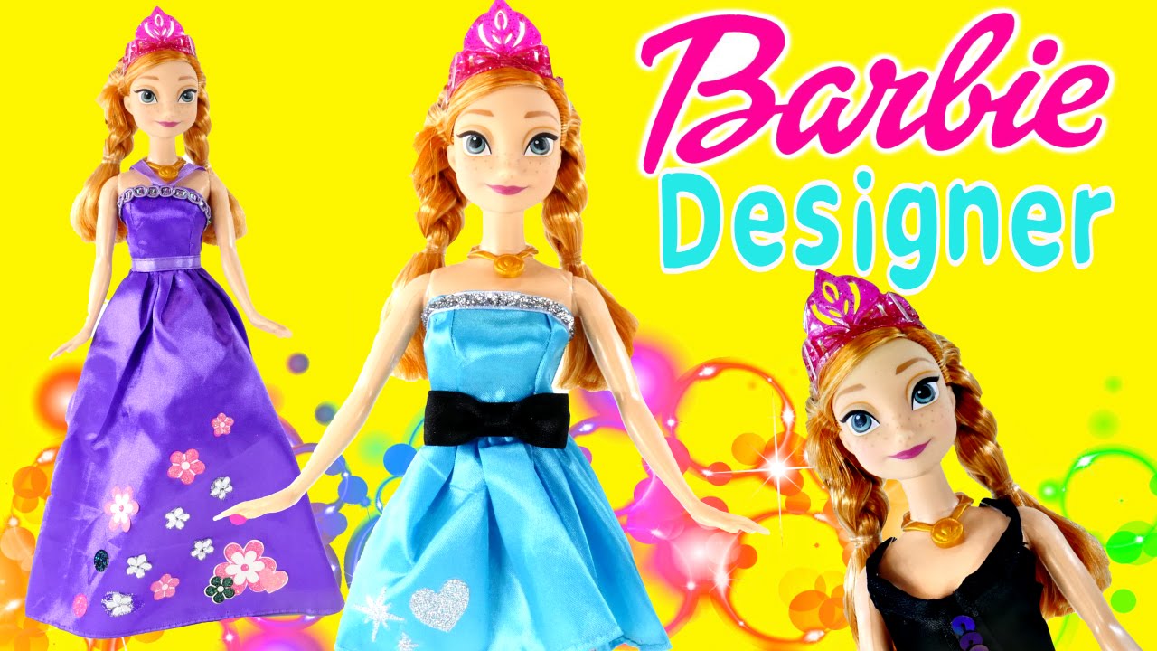 150 Piece Barbie Fashion Plain to Frozen Fabulous Dress Up Disney's Princess Anna Designer Princesa