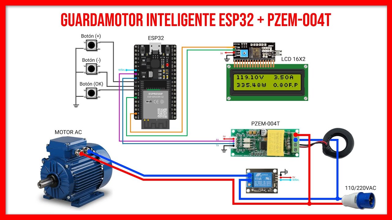 ⚡ Guarda Motor Inteligente - 🛡️ Protección y Monitoreo de Carga con PZEM-004T & ESP32