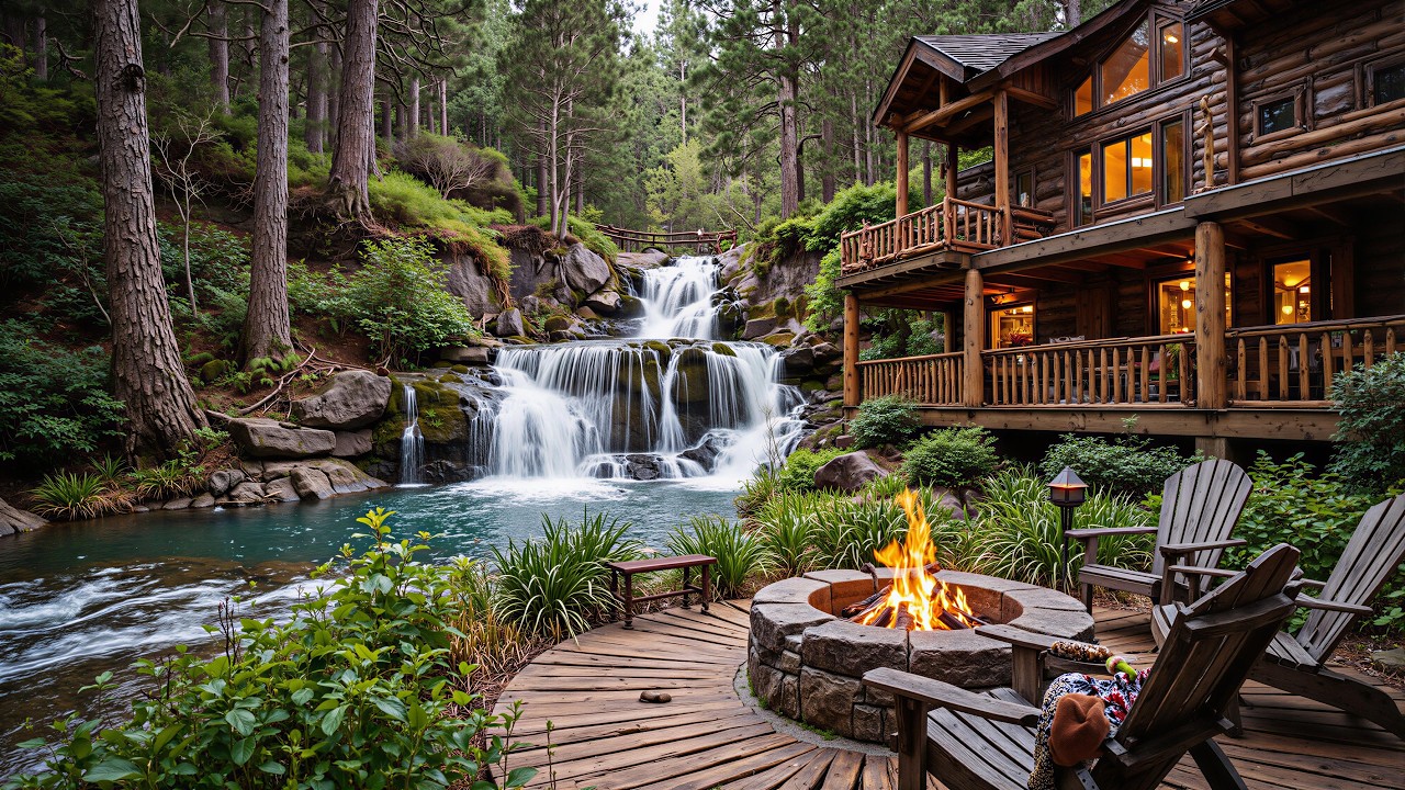 The Most Relaxing Spring Morning Riverside Porch🌿Soothing Piano Music with Campfire & Bird Songs
