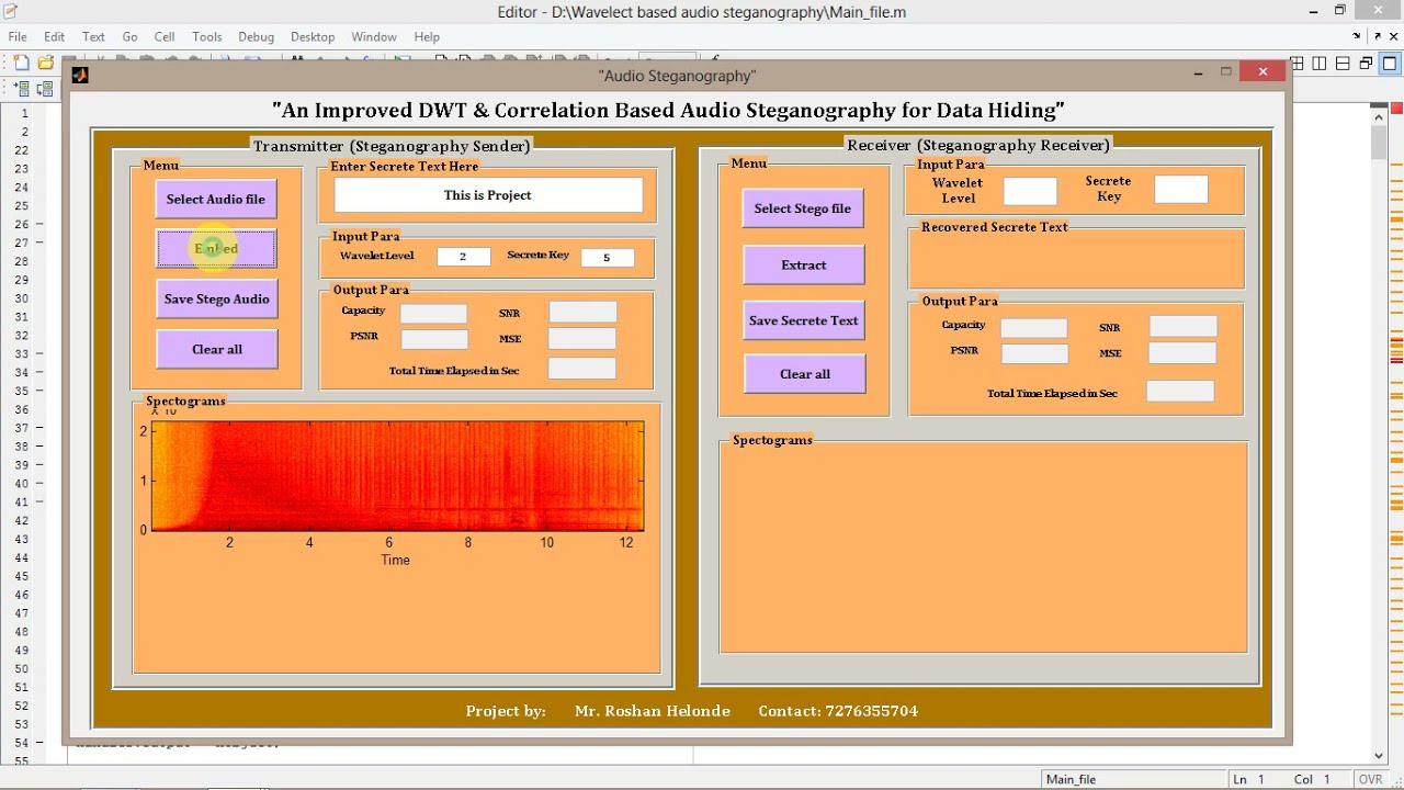 Audio Steganography for Secret Data Hiding Using Matlab Project Code | Audio Steganography Using DWT