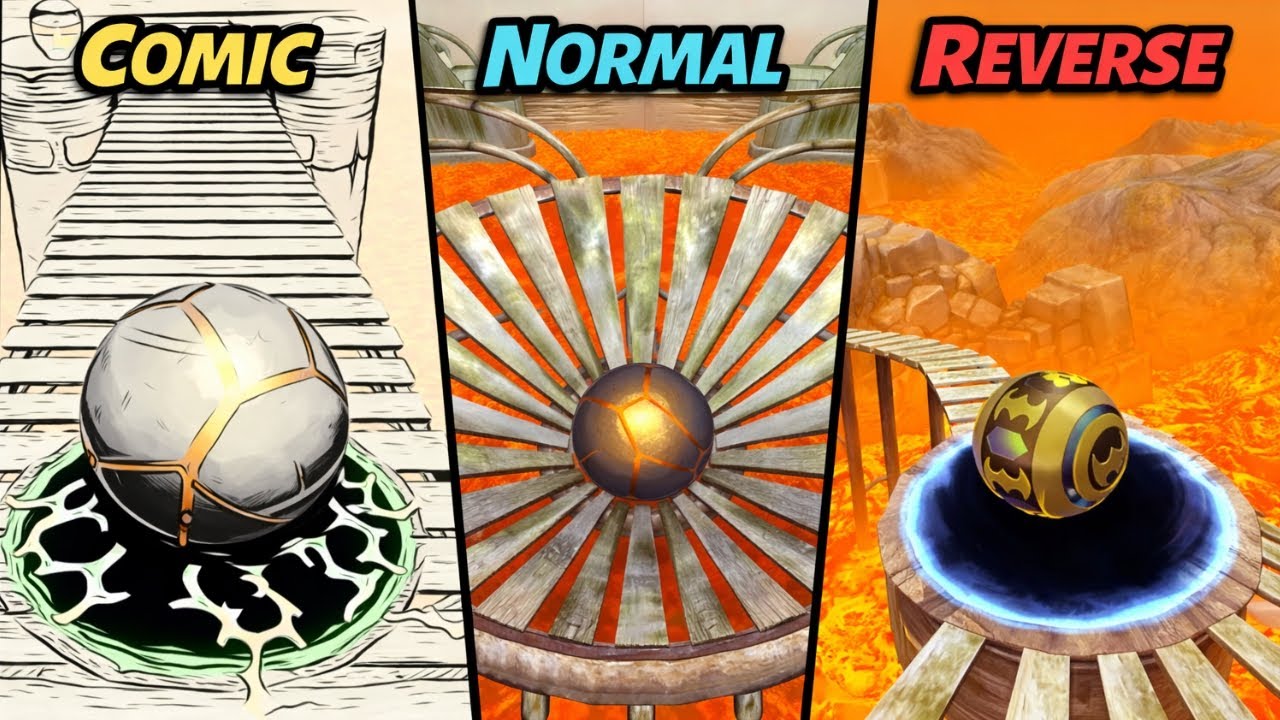 Rollance: Adventure Balls - Normal vs Reverse vs Comic Gameplay Comparison - Part 1 (iOS, Android)