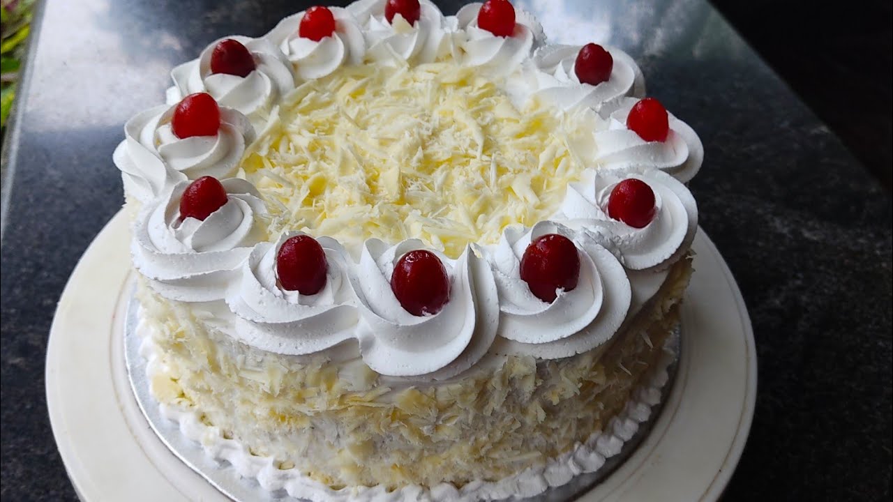 1 kg white forest cake recipe without oven/how to make white forest cake recipe /white forest cake👌