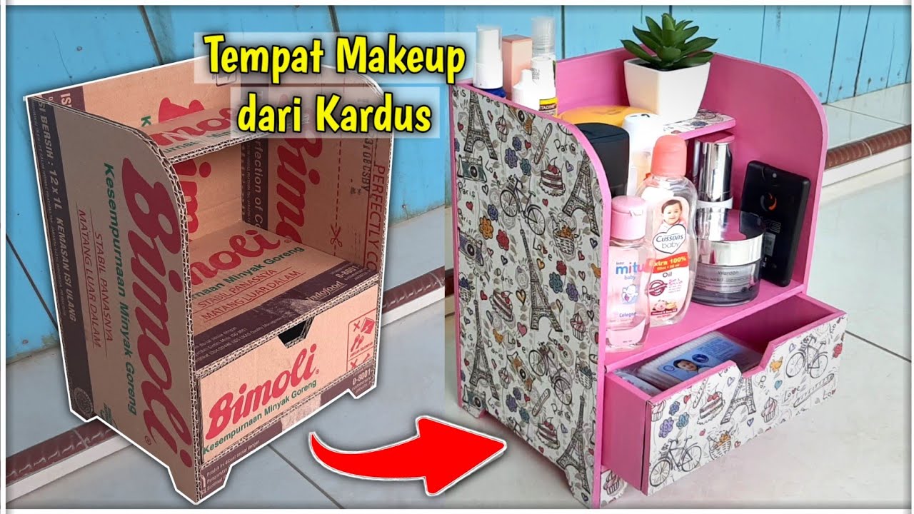 CARA MEMBUAT RAK KOSMETIK DARI KARDUS