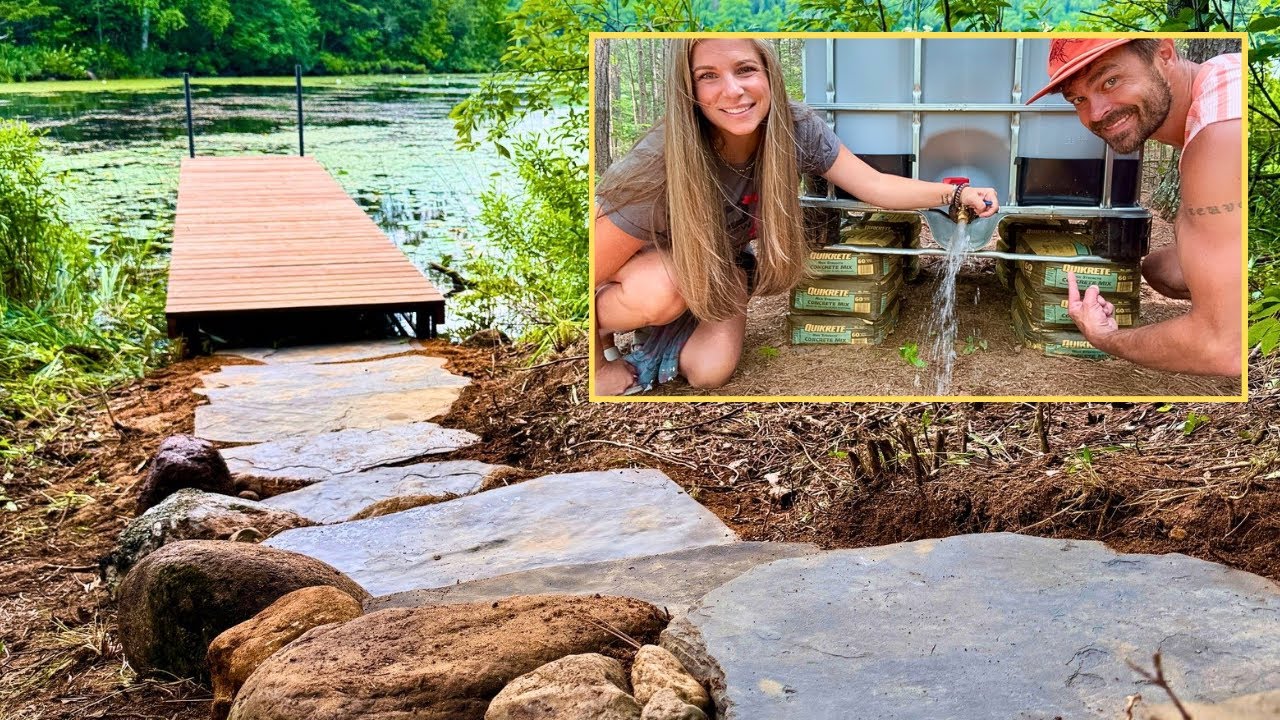 This got WAY out of hand... Dry Pour Pillars to Flagstone Stairs? | Off Grid Treehouse Build Ep. 35