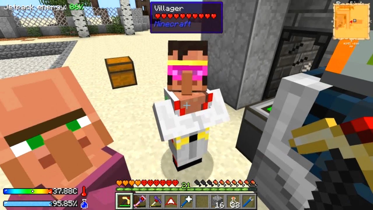 Minecraft - Crash Landing #19: Cranes & Villager Trains