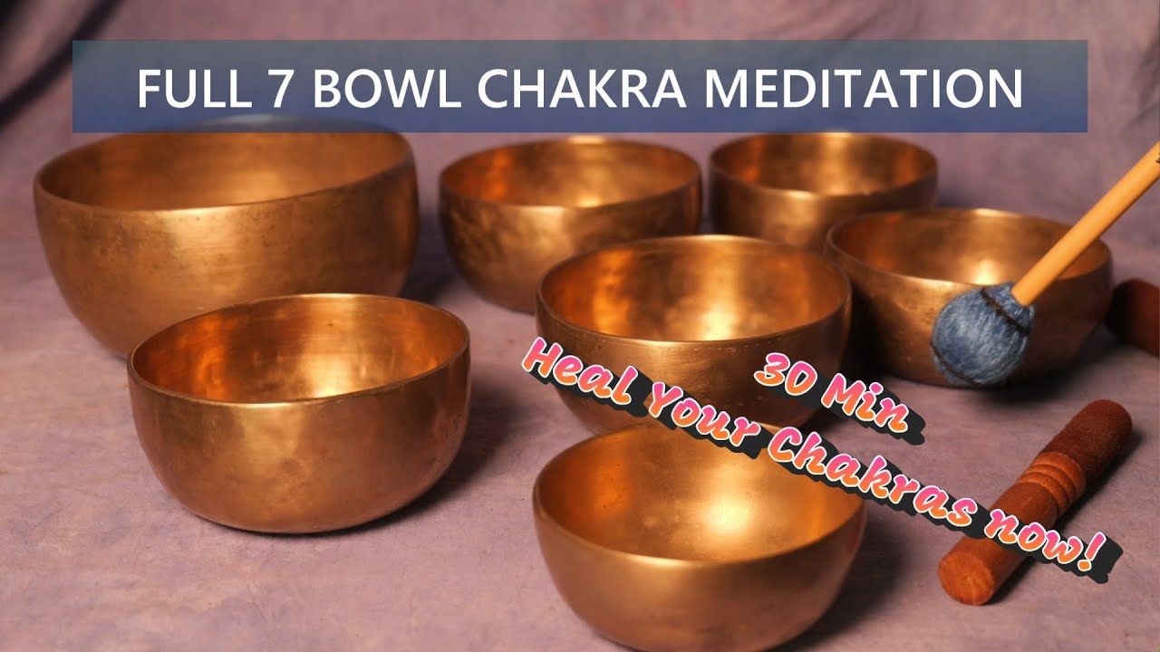 FULL 7 BOWL CHAKRA MEDITATION 30 MIN. ~ BALANCE & HEAL 7 CHAKRAS NOW!  ~ WWW.TEMPLESOUNDS.NET
