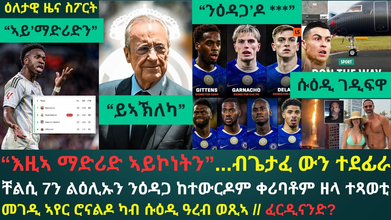 1ይ ዕለታዊ ዜና ስፖርት ሰሉስ 3 መጋቢት 2026፦ ሮናልዶ ንድሕነቱን ድሕነት ስድራቤቱን ካብ ሱዕዲ ዓረብ ምውጽኡ ተገሊጹ // ማድሪድ ኣብ ሓደጋ...!