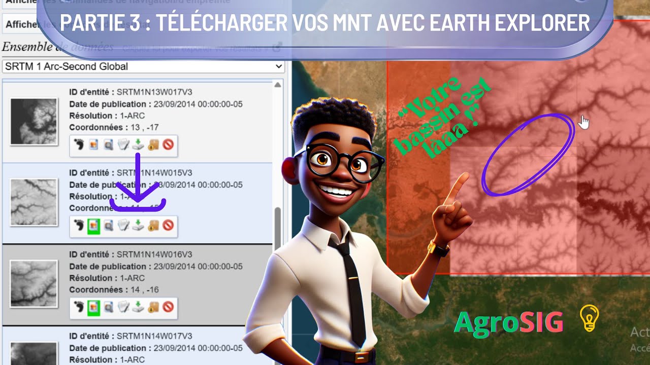 Étape 3 – Télécharger gratuitement des fichiers MNT (GeoTIFF) sur Earth Explorer
