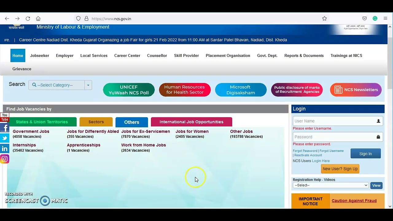 NATIONAL CAREER SERVICE (NCS) : WORK FROM HOME JOBS
