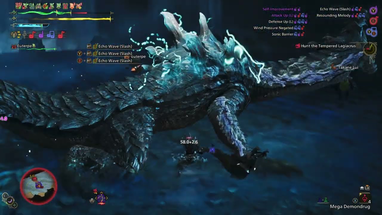 [MH Wilds] Critical Draw Hunting Horn vs Tempered Lagiacrus (8'33