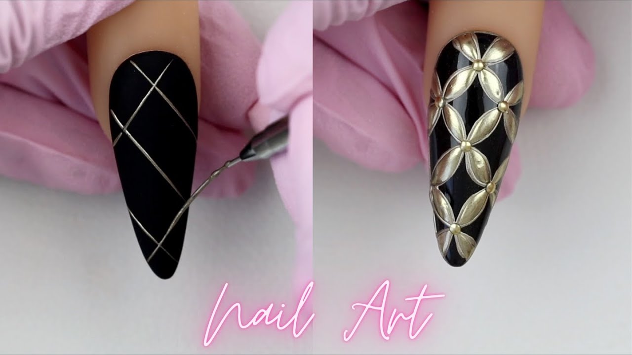 Uñas Gold & Black 💅🏻✨ Nail Art