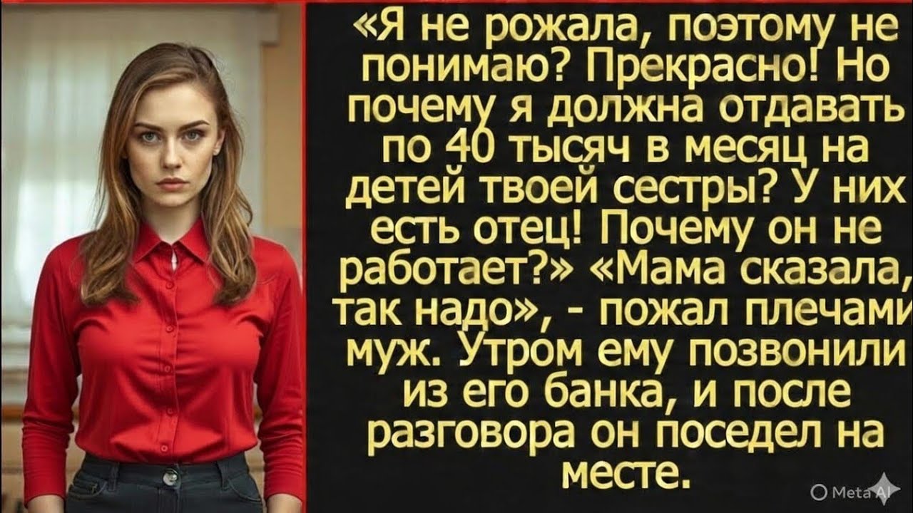 Я должна отдавать по 40 тысяч в месяц на детей твоей сестры? У них есть отец! Почему он не работает?