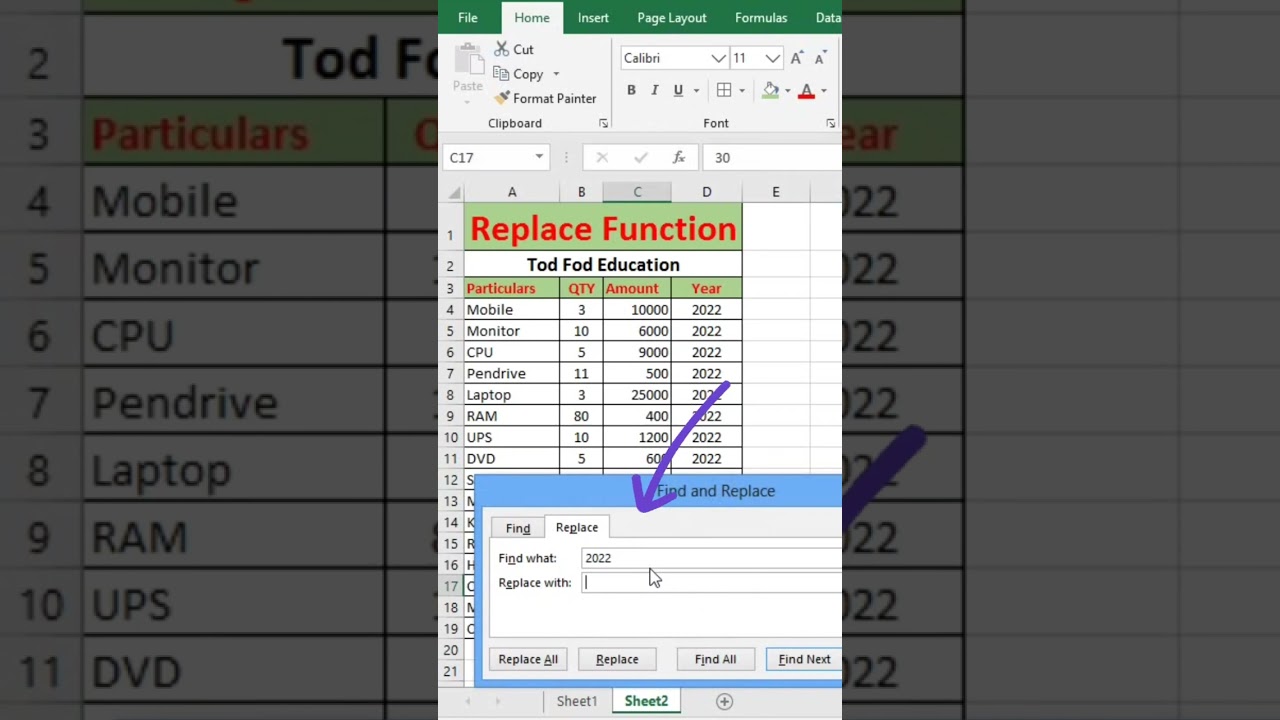 Replace Function in Excel - Tips & Tricks from @todfodeducation