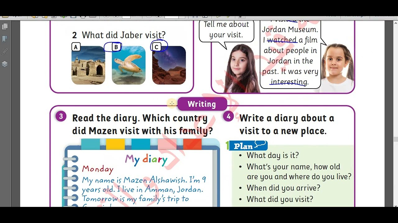 حل صفحة 37 انجليزي صف رابع كتاب الطالب فصل ثاني منهاج جديد اكاديمية منار الانجليزية