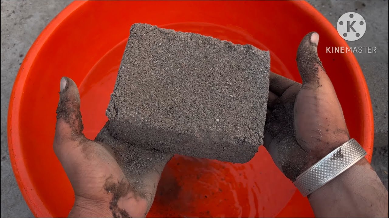 Soft dusty sand cement dry and water crumbling #satisfying