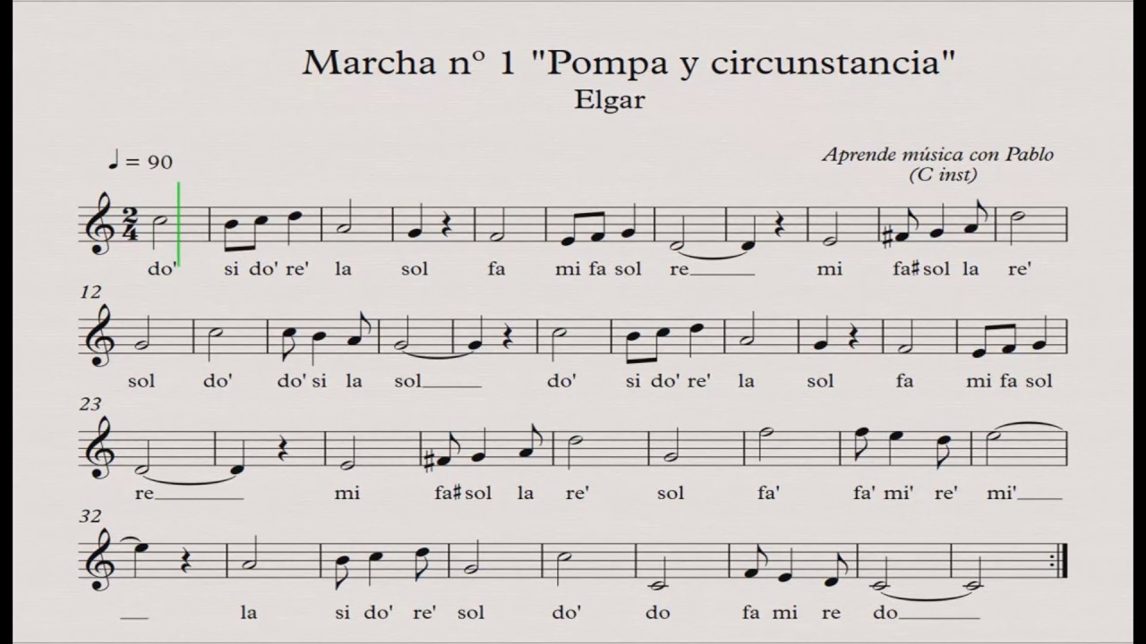 MARCHA nº 1 “POMPA Y CIRCUNSTANCIA”:  (flauta, violín, oboe...) (partitura con playback)