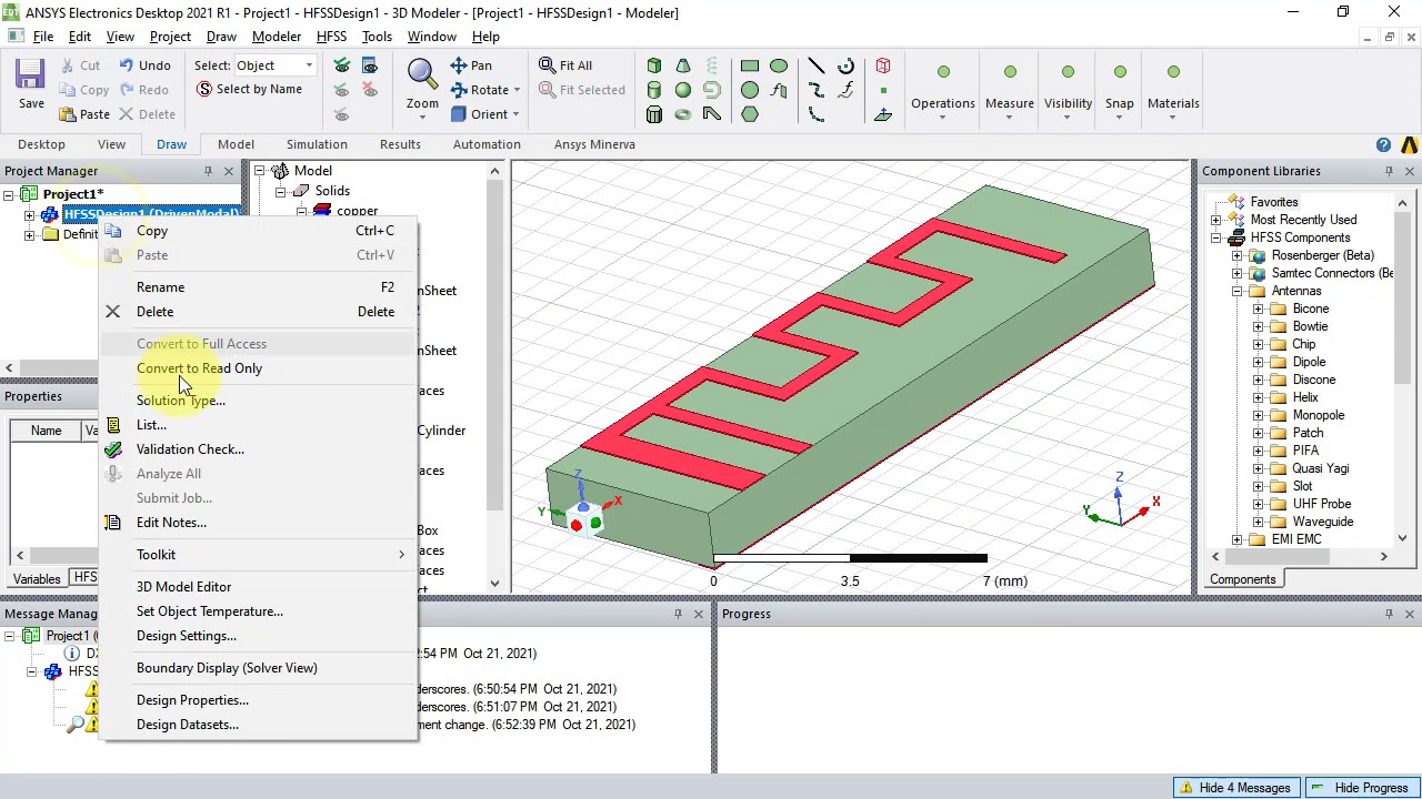 Ansys HFSS 2.4 GHz WiFi patch antenna simulation, meander antenna, microstrip antenna ESP8266 ESP32