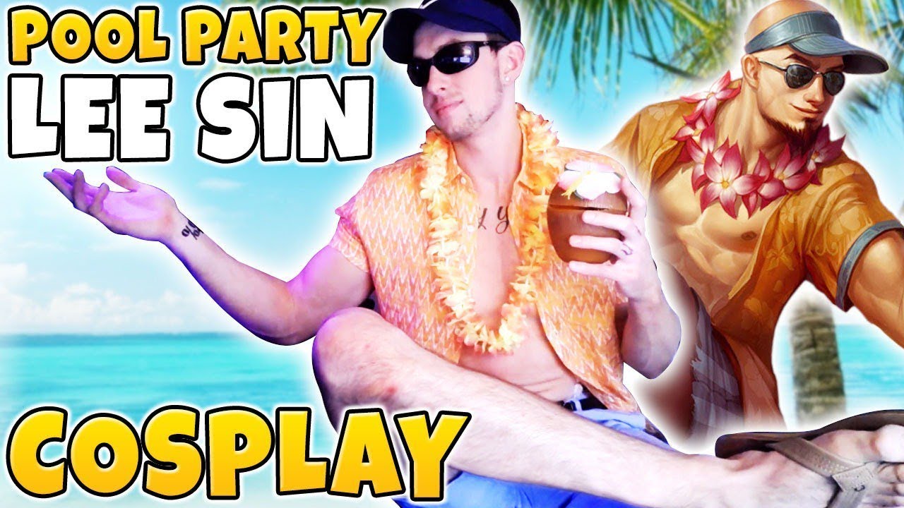 I DRESSED UP AS POOL PARTY LEE SIN (COSPLAY) | INSANE COCONUT PLAYS - League of Legends