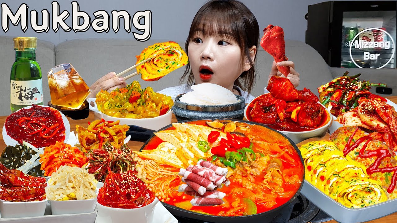 Sub)Real Mukbang- 15 продуктов Корейская домашняя еда 🍱 Курица, тушеная говядина, яичный рулет🍗 ASMR