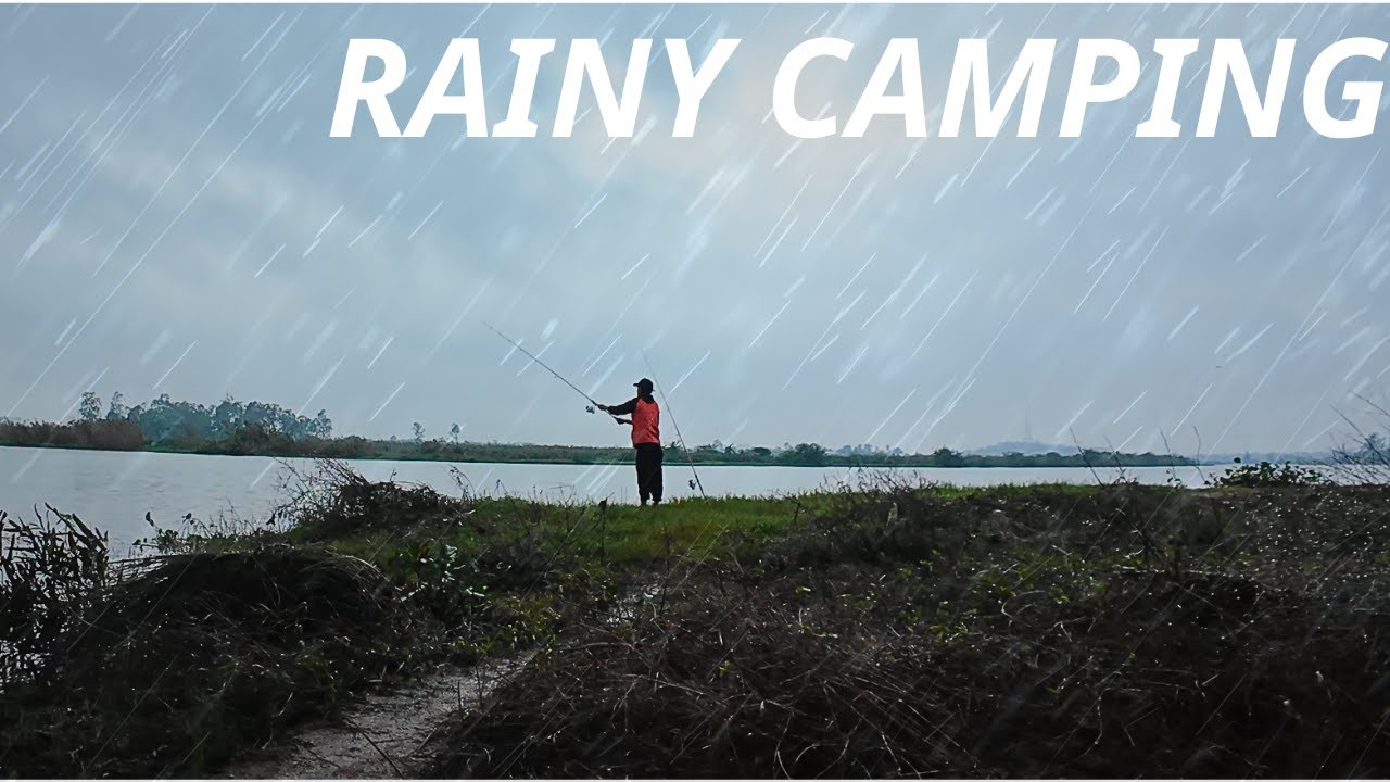 SoloCamping Under a Bridge in the Rain | Big River Fishing & Hot Noodle Meal (No Talking)