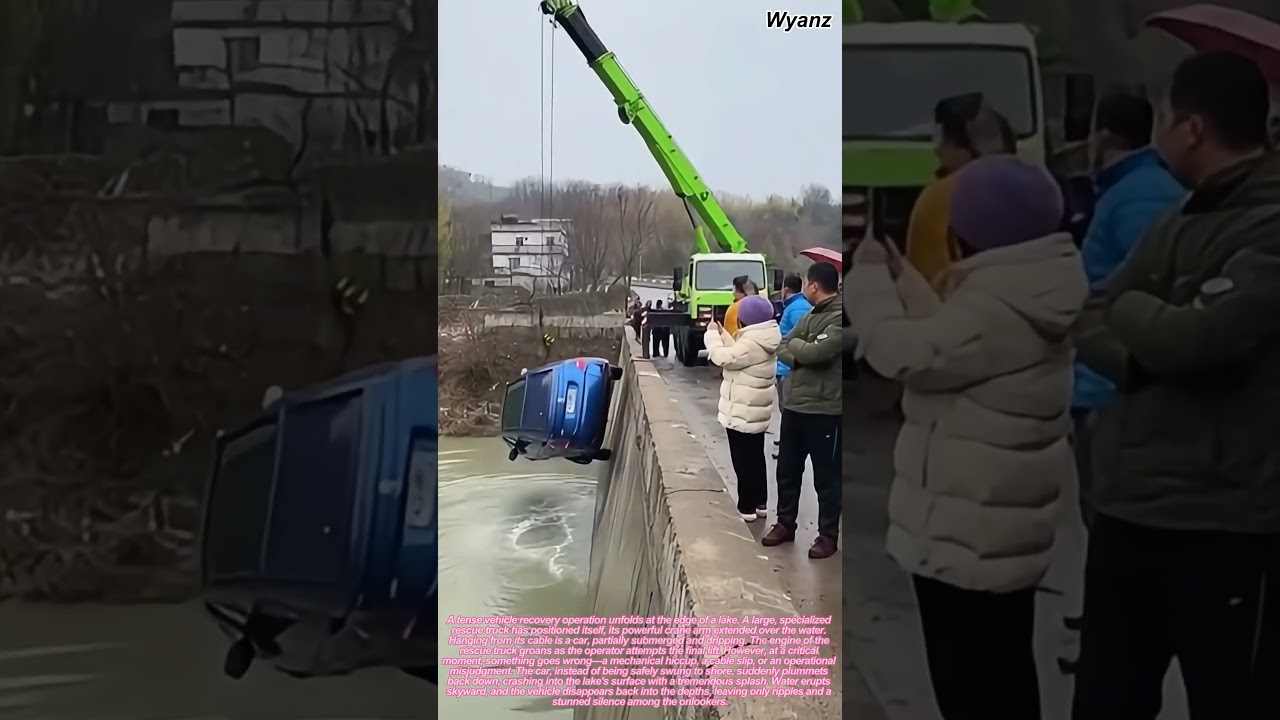 Heavy Duty Rescue Truck Fails to Lift Car from Lake | Vehicle Recovery Gone Wrong