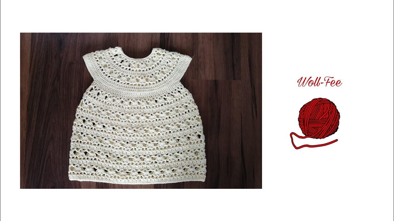 Kleid häkeln, Gr. 62/68, Schritt für Schritt Anleitung, siehe Beschreibung für andere Größen