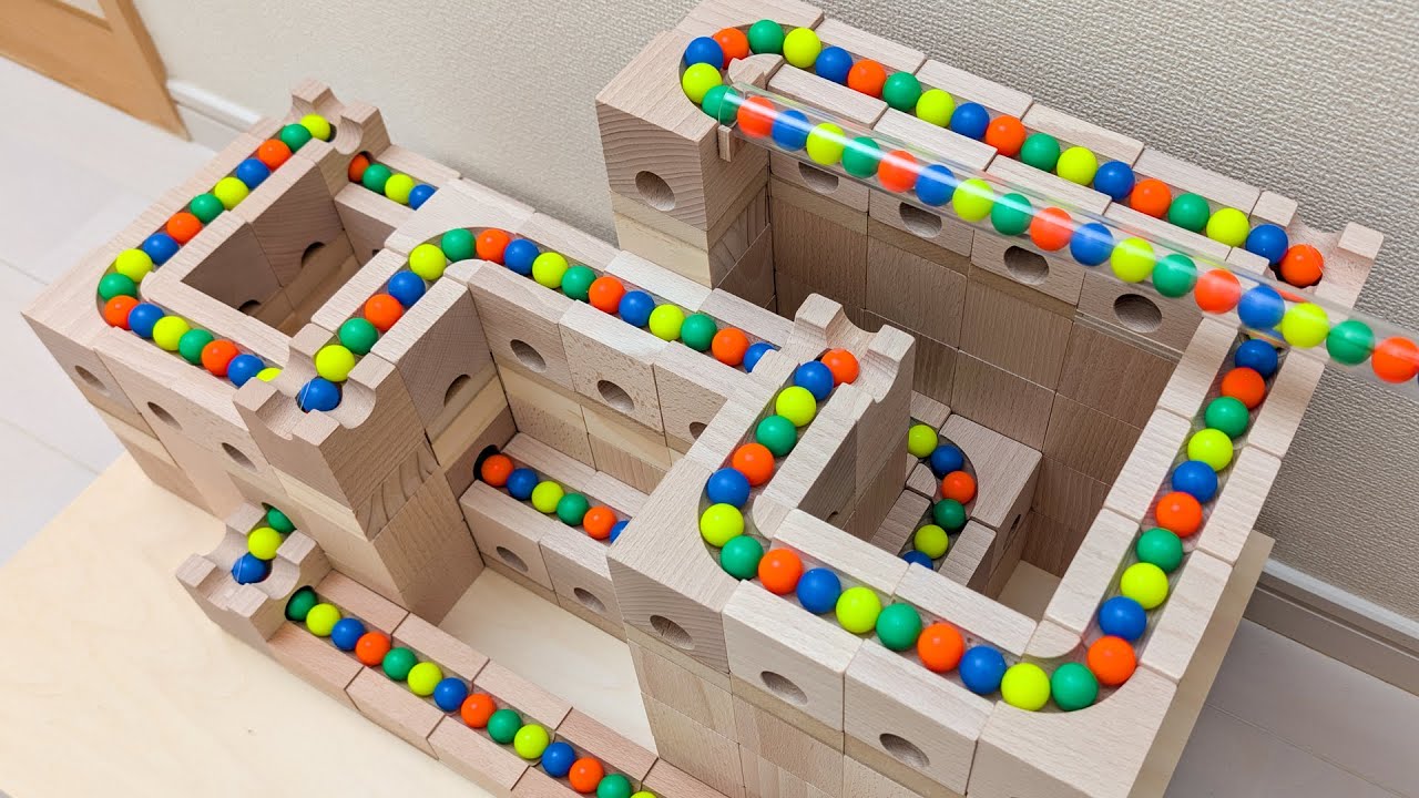 マーブルランレース☆バネのクルクル＋踏切バリア＋トラック＋回転プレート＋クアドリラ＋HABA＋キュボロ
