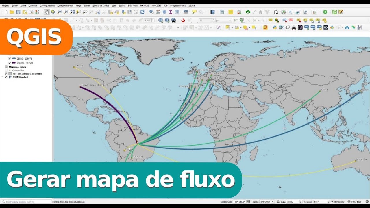 Gerar mapa de fluxos no QGIS sem plugin