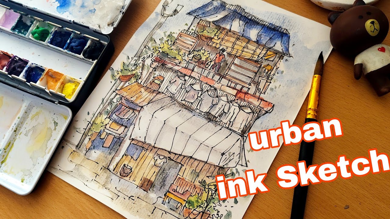 Urban Sketching Tutorial🌱Loose Ink & Watercolor Techniques for BEGINNERS