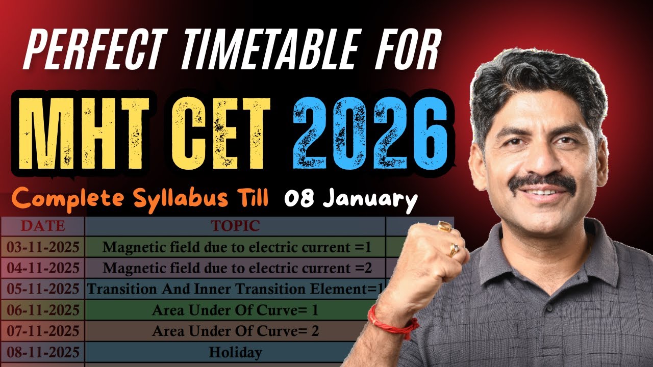 Perfect Timetable For MHT CET 2026 | How To Make Study Timetable | Sahyadri Tutorials | Mahesh Sir