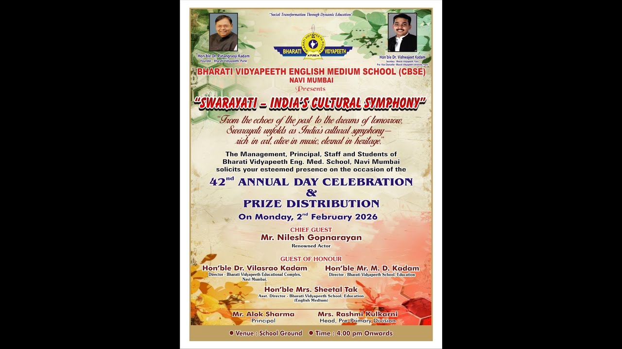 BHARATI VIDYAPEETH ENGLISH MEDIUM SCHOOL (CBSE) SWARAYATI - INDIA'S CULTURAL SYMPHONY