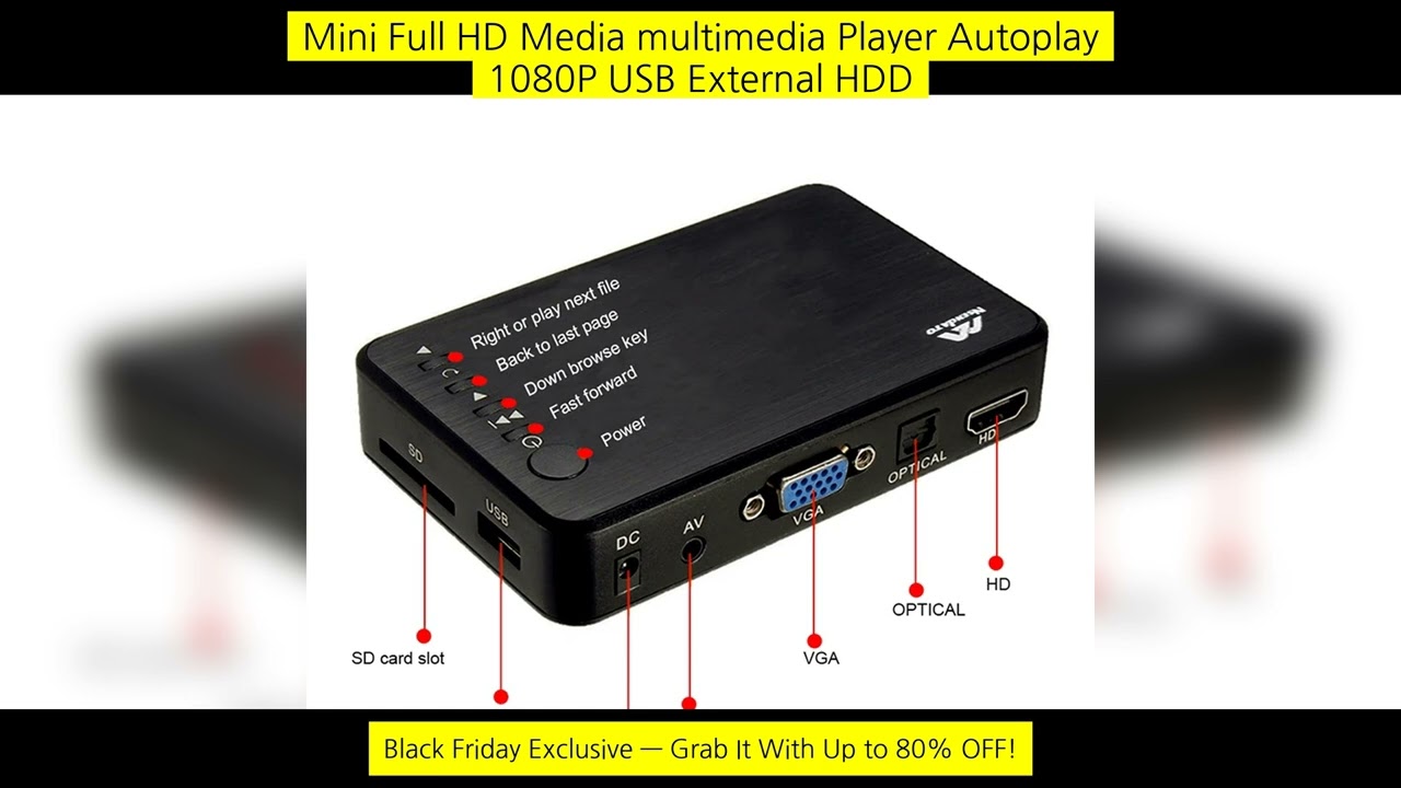 Mini Full Hd Media Multimedia Player Autoplay 1080P Usb External Hdd Media