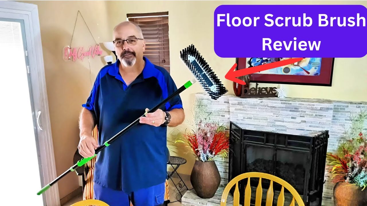 🧼 Floor Scrub Brush with Long Handle 🧽 | 3-in-1 Grout, Bathroom & Patio Cleaner!