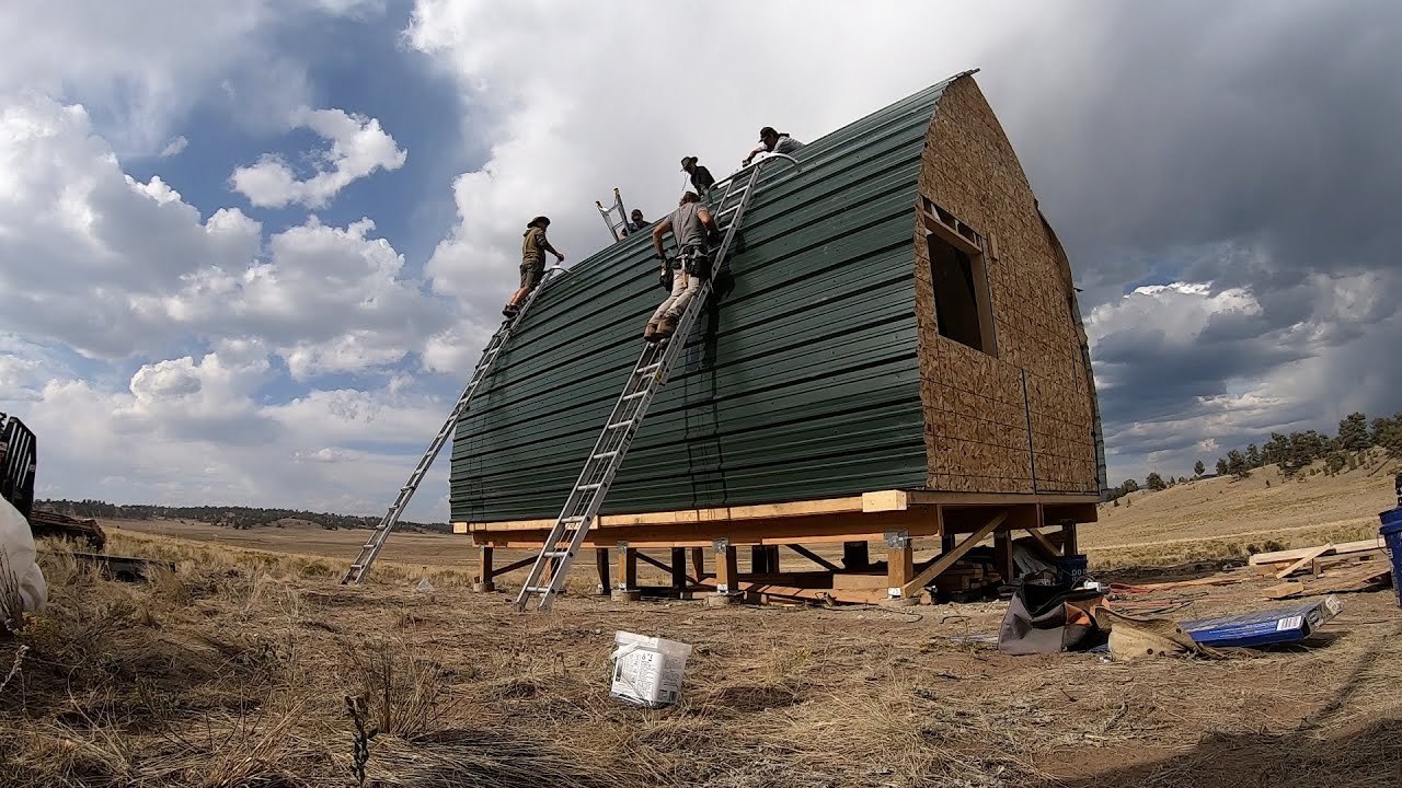 Arched Cabin Build - Metal Siding Installation #8
