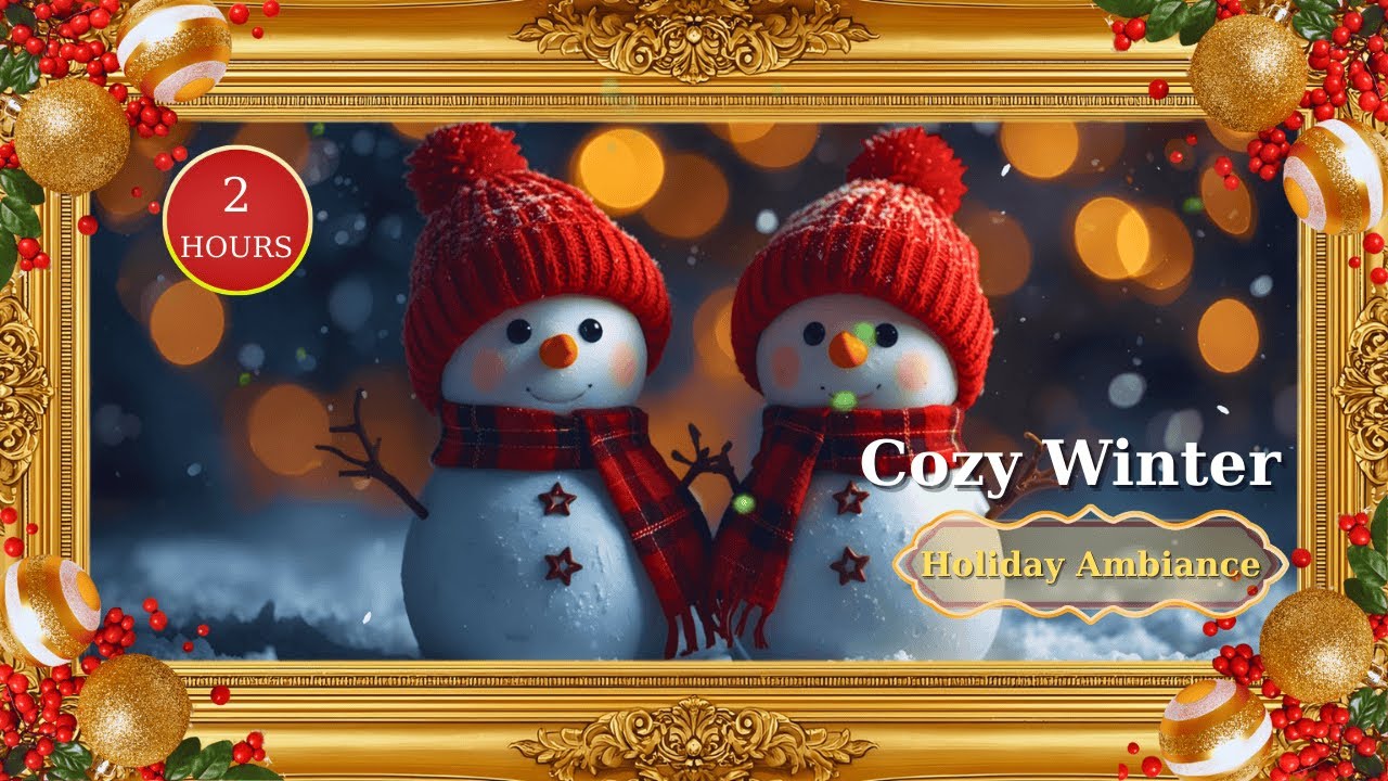 Cozy Winter Snowman Friends 4K Frame Art  Festive Holiday Vibes   2 Hour Looping