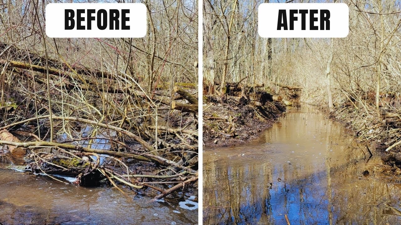 Unclogging MASSIVE Drainage Ditch To Drain FLOODING Pond