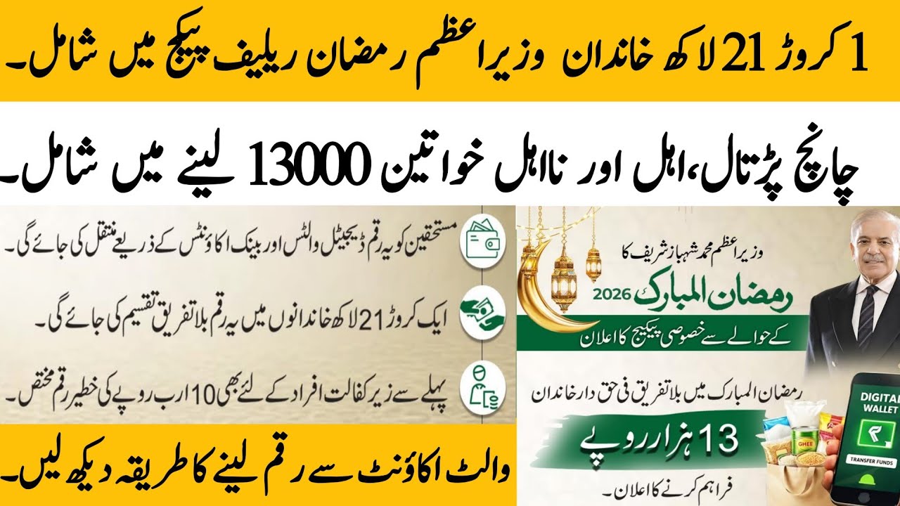 PM Ramzan relief package 1300 start |BISP wallet account payment | 8171 portal update @hottalkupdate