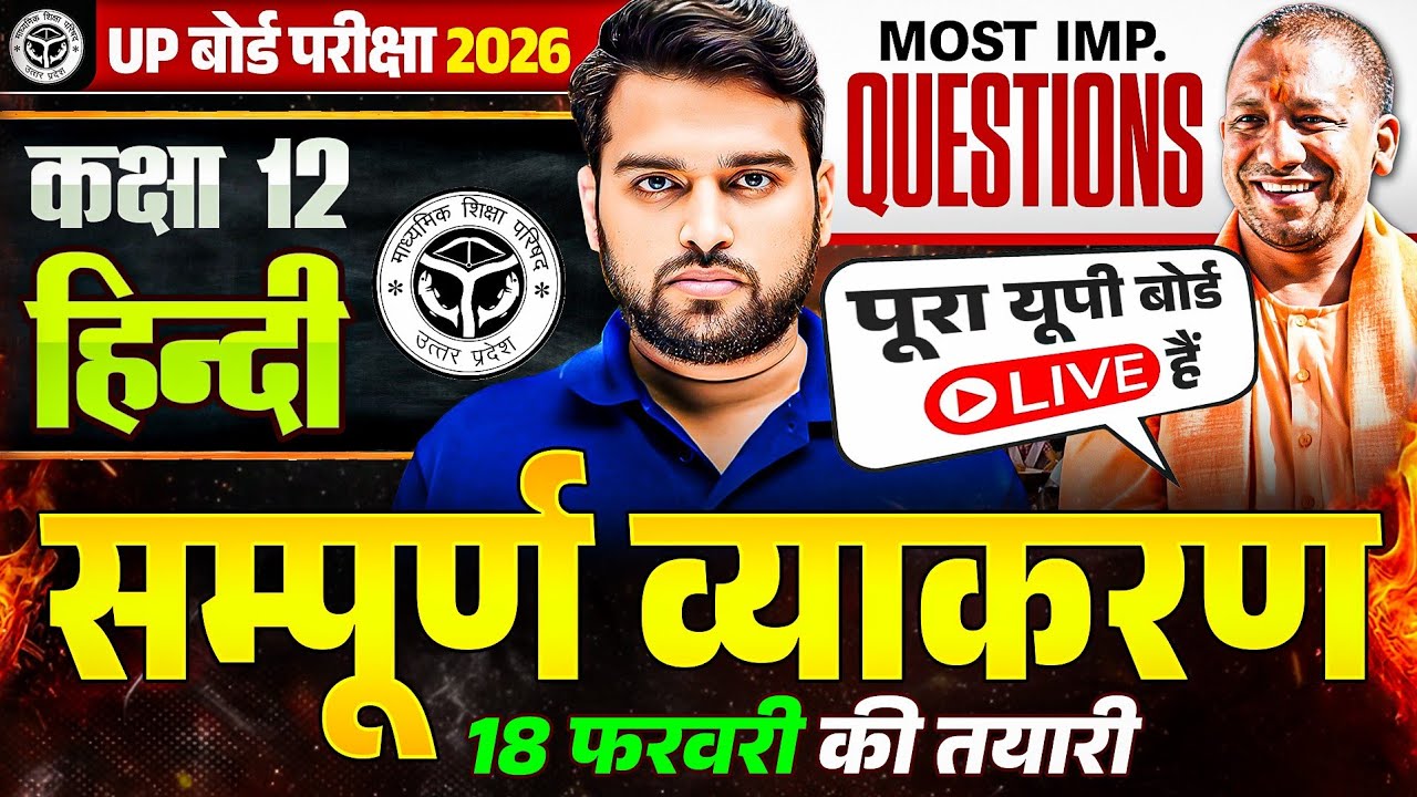 Class 12th Hindi | सम्पूर्ण व्याकरण Most Important Questions | UP Board Exam 2026 | Hindi Grammar
