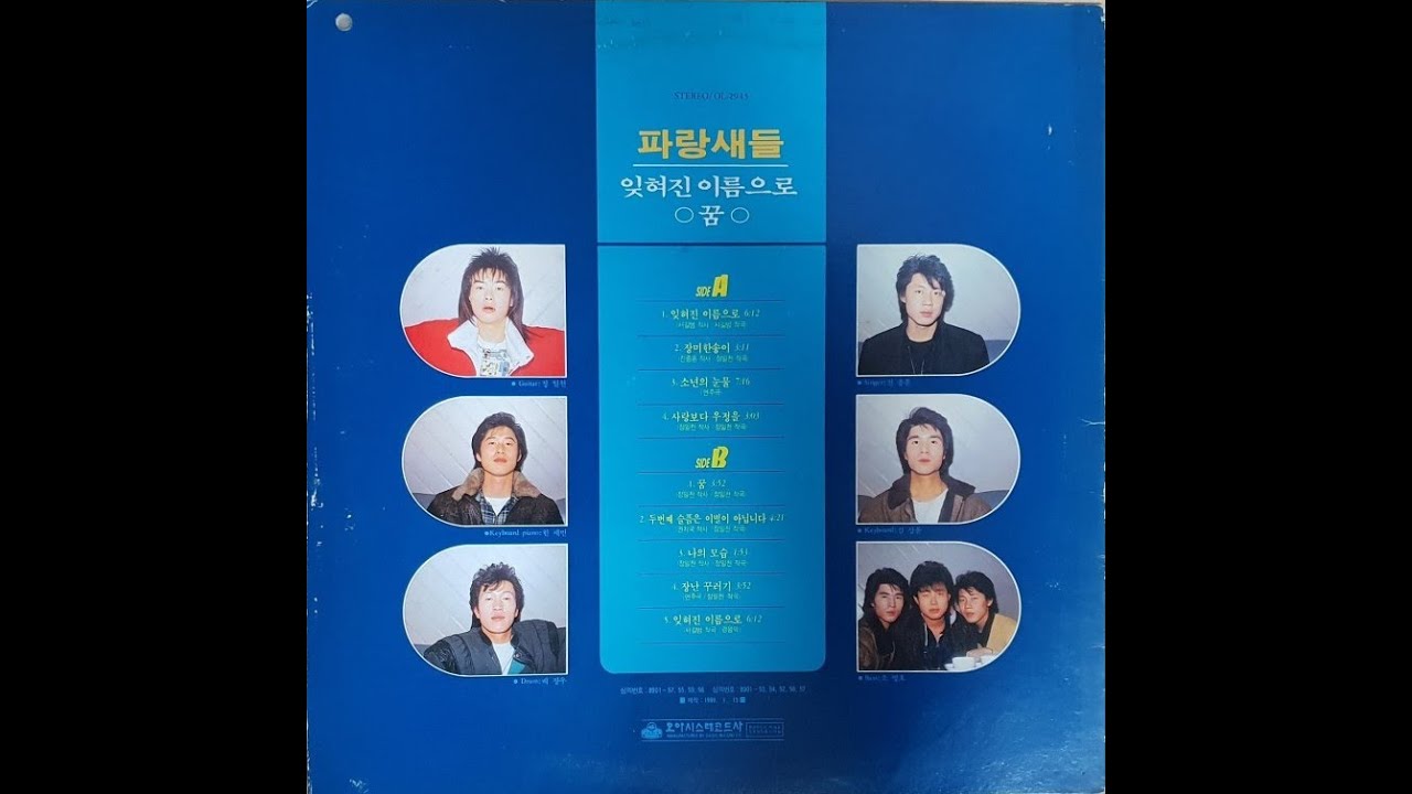 파랑새들 ['89 잊혀진 이름으로／꿈] LP  잊혀진 이름으로 (희귀음반)