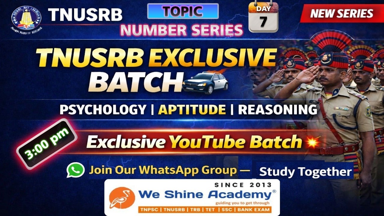 TNUSRB Exclusive YouTube Batch 🚔 | Psychology + Aptitude + Reasoning | Topic : Number Series