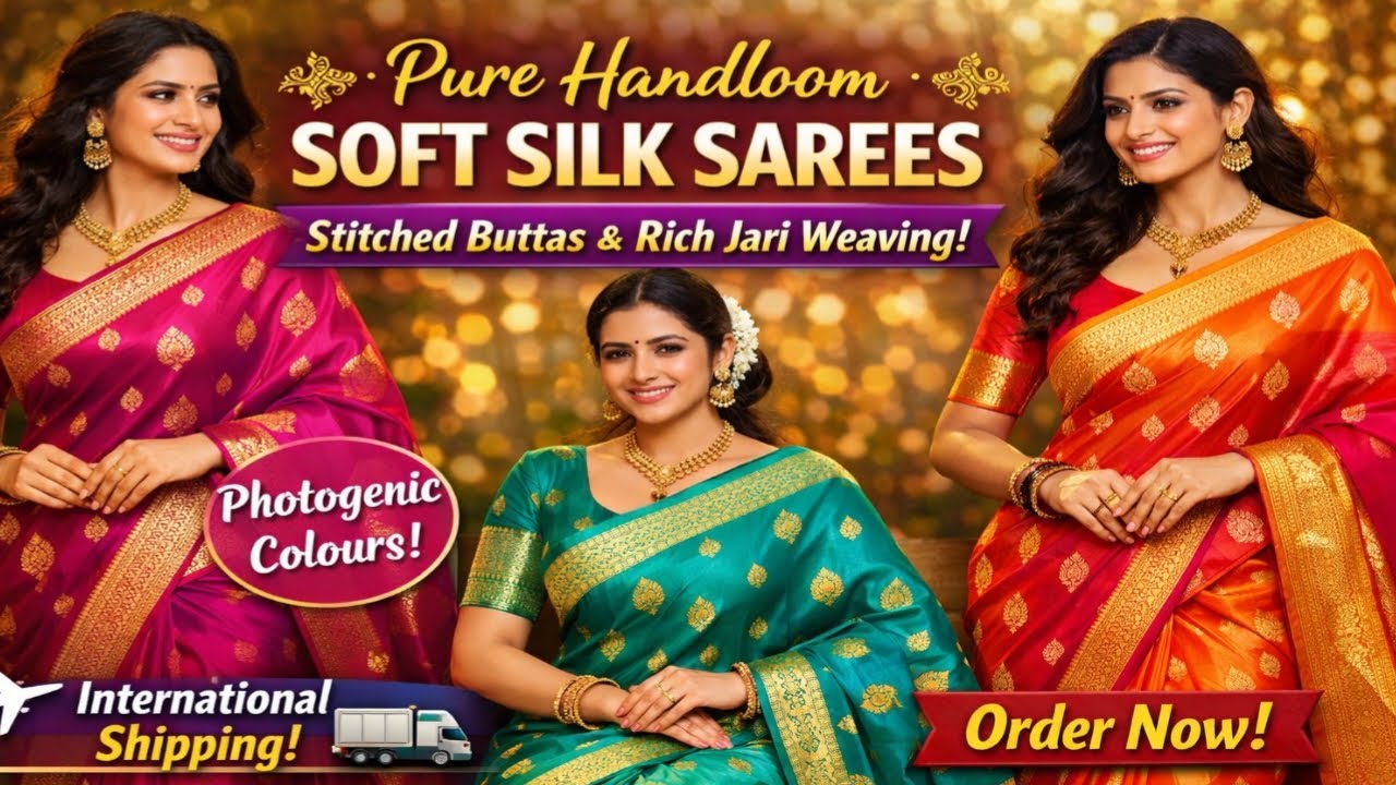Pure Handloom Soft Silk Sarees | Rich Jari Weaving | Photogenic Colours | Colour Full Fashions