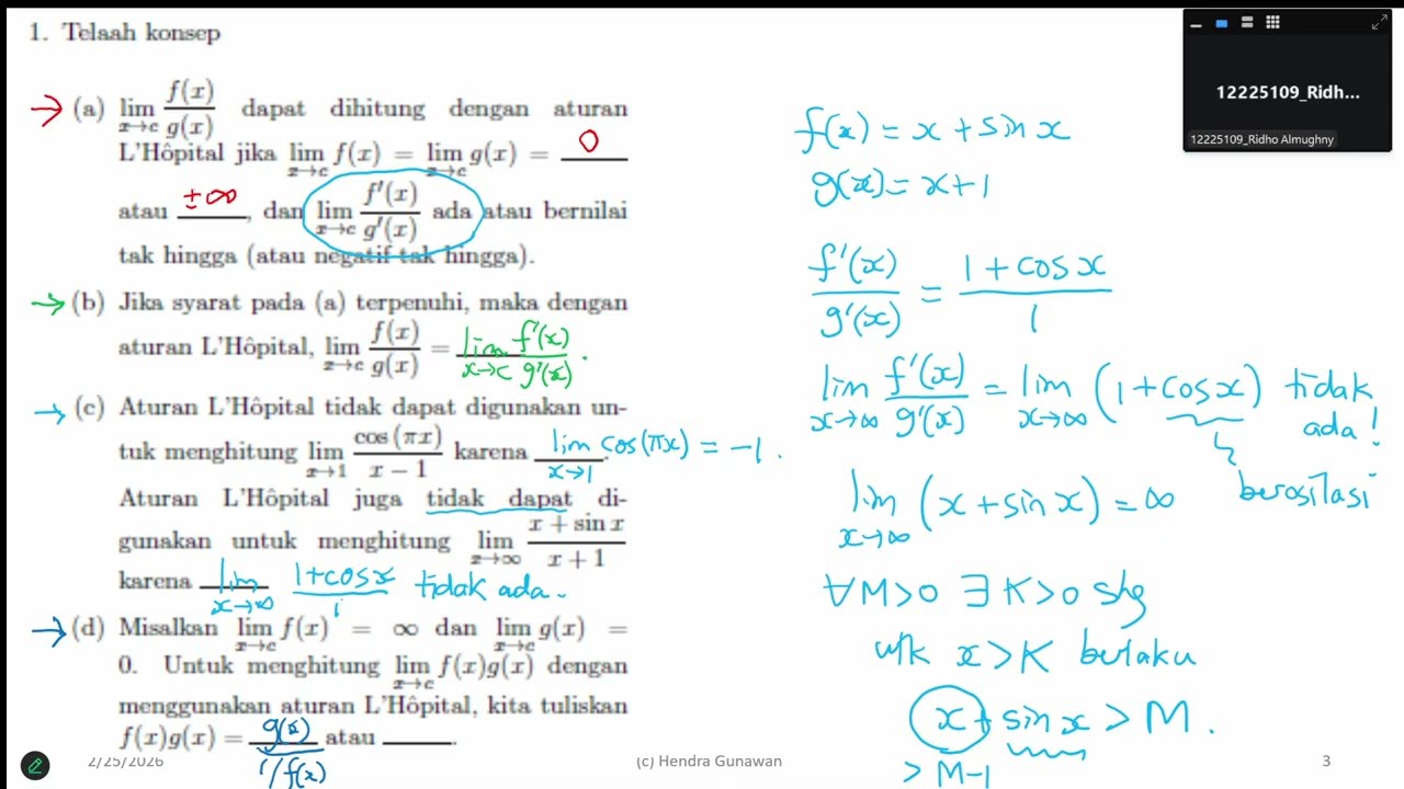 KALKULUS | Tutorial MA1204: Bentuk Tak Tentu dan Integral Tak Wajar Tipe I
