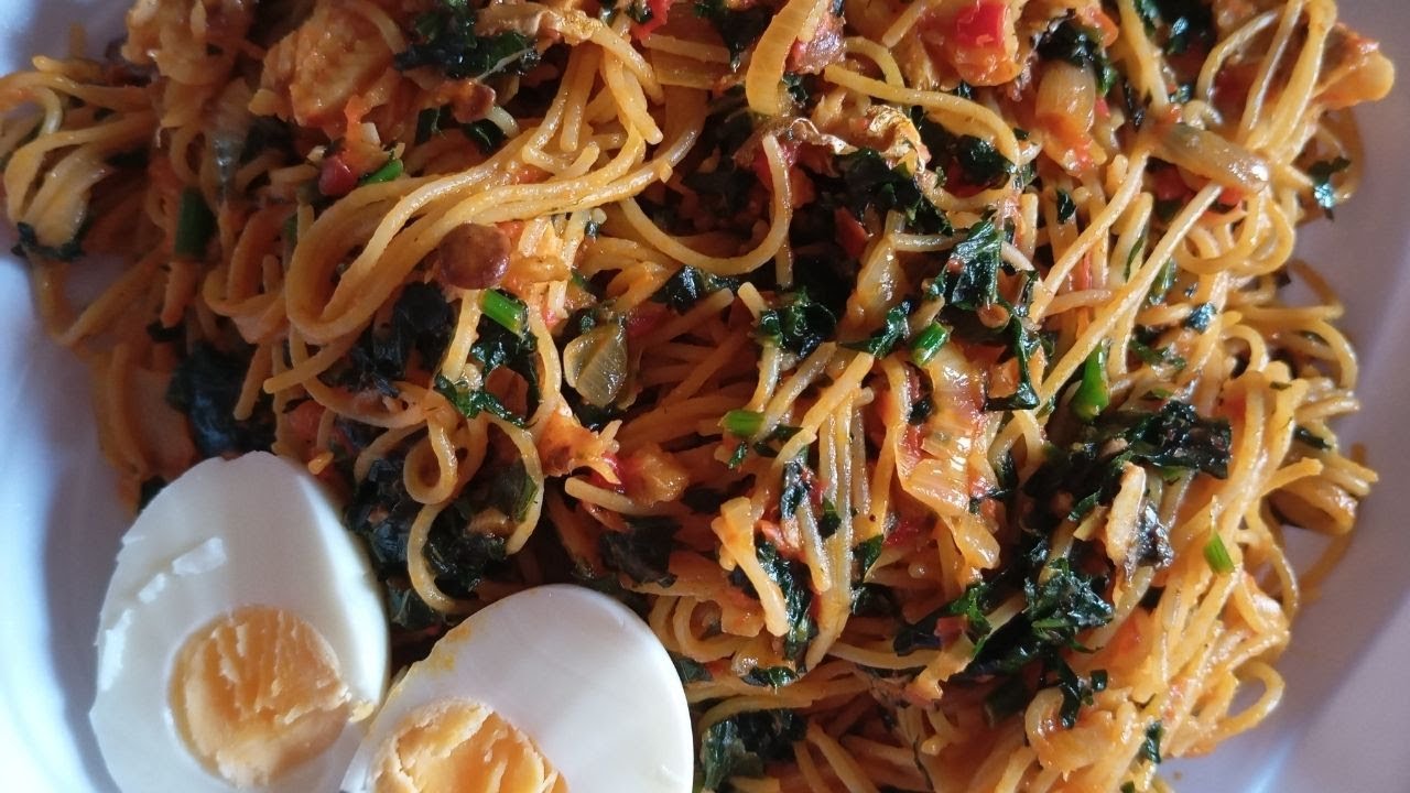 HOW TO COOK NATIVE SPAGHETTI // PALM OIL SPAGHETTI