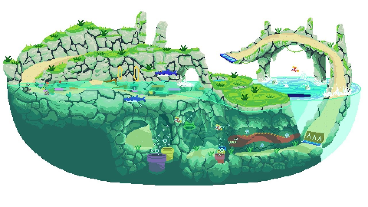 Dolphin Shoals (from Mario Kart 8) - PIXEL ART SPEED PAINT