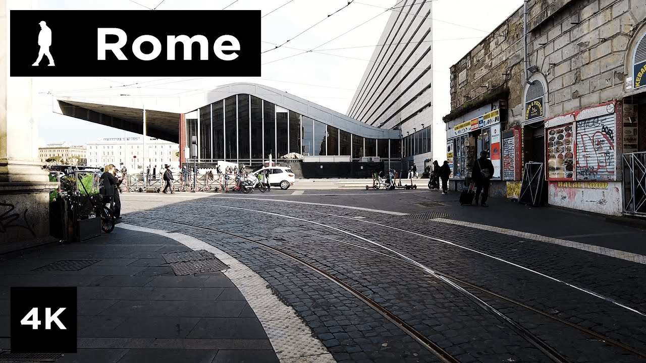 Rome Sunshine walk from Via Venezia to Termini | Outside Walker | 4k