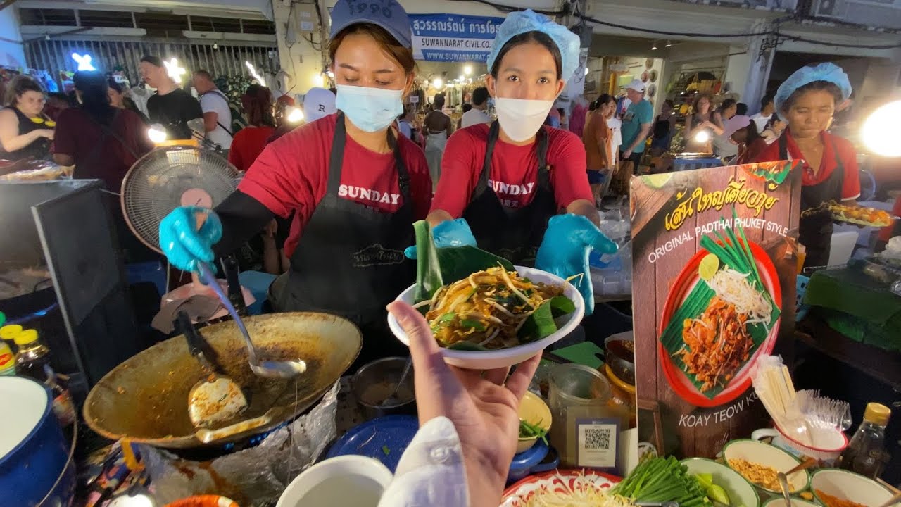 Sunday Walking Night Market in Phuket Old Town | Street Food in Thailand