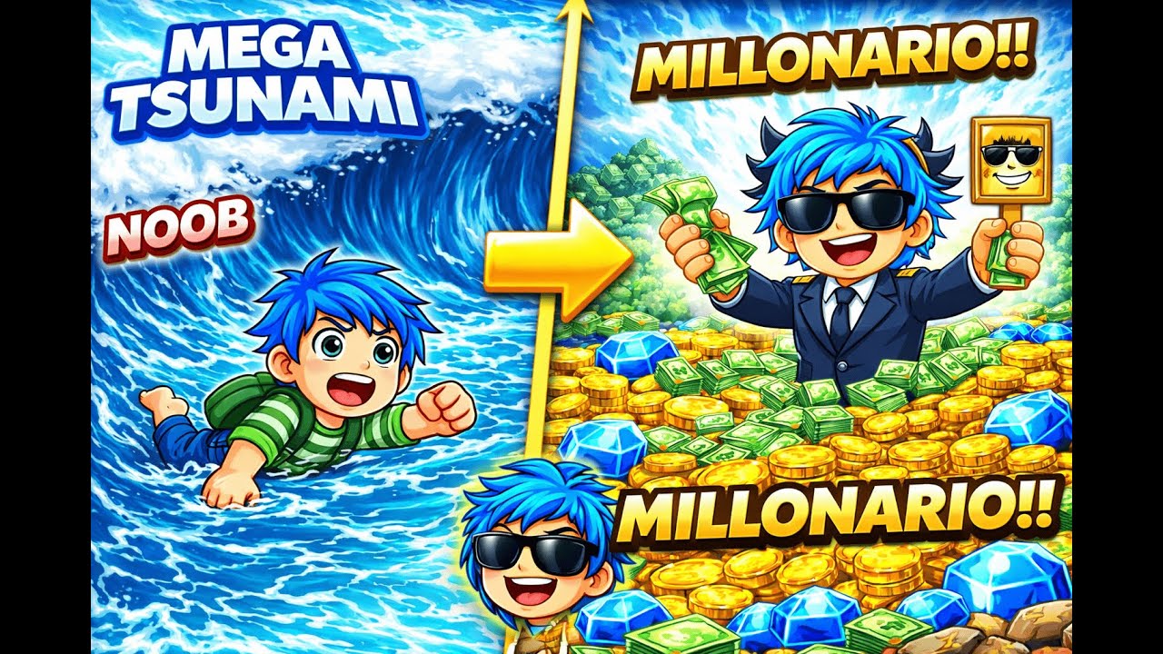 ESCAPO del MEGA TSUNAMI de BRAINROTS en ROBLOX 😱 | De NOOB a MILLONARIO