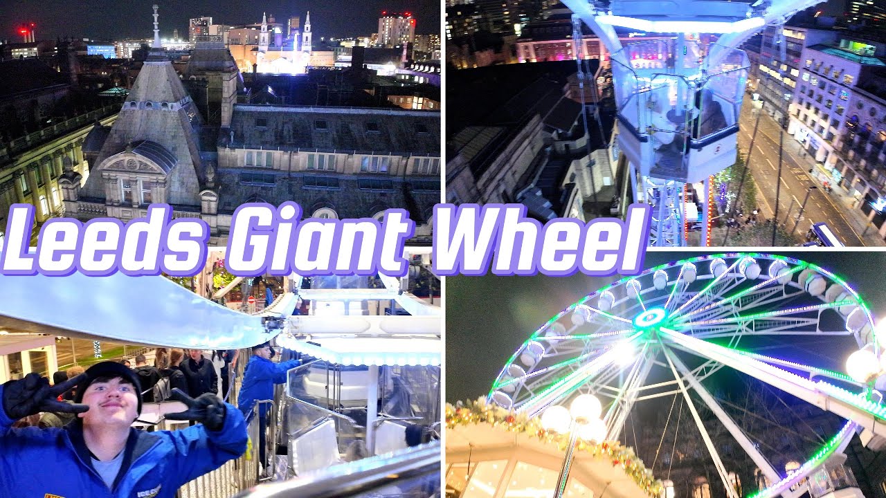 4K Giant Wheel Christmas Lights City Centre Leeds England UK 🇬🇧 